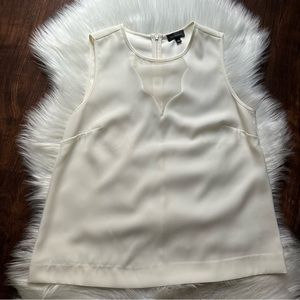 The Limited Ivory Mesh Cutout Sleeveless Top